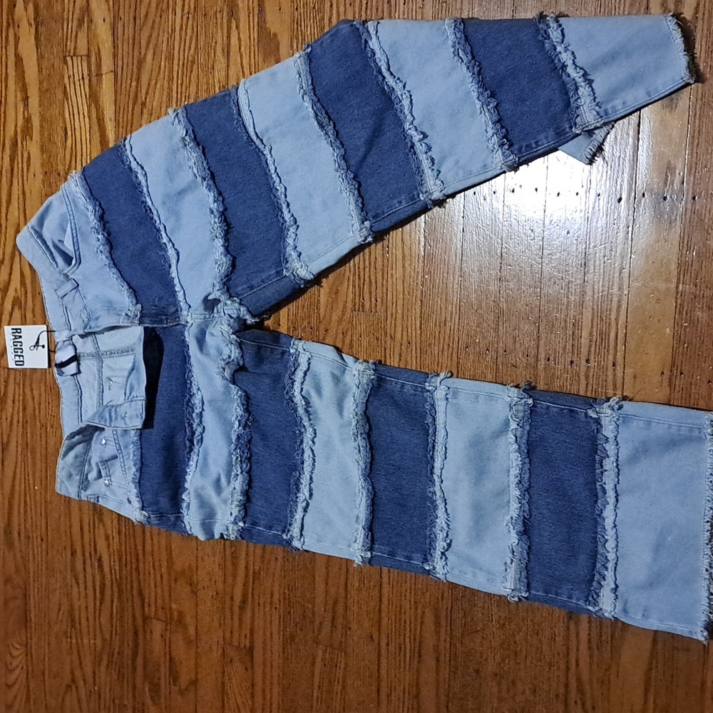 Ragged jeans size 34 blue two tone
